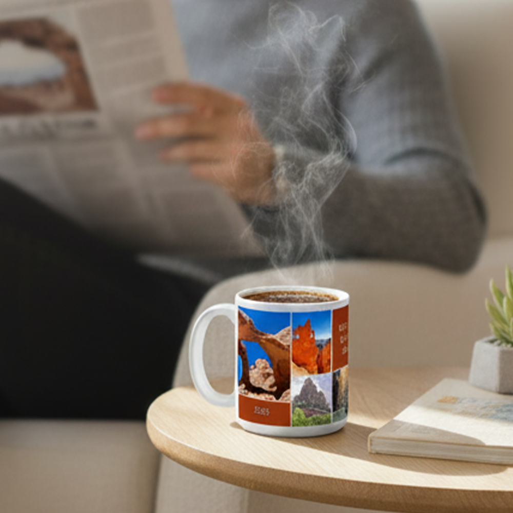 Jumbo 20 oz Photo Mug — 7 Photos + 3 Custom Messages | Large Ceramic