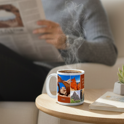 Jumbo 20 oz Photo Mug — 7 Photos + 3 Custom Messages | Large Ceramic