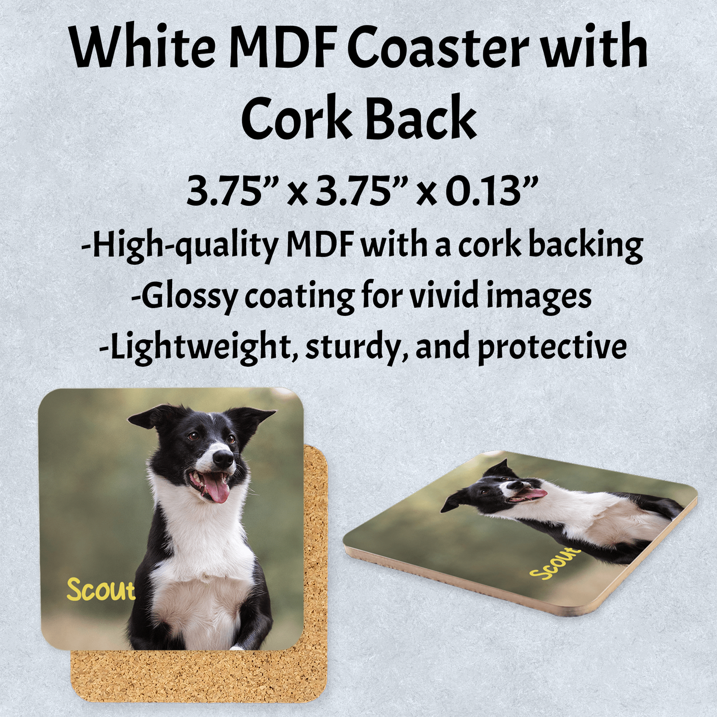 Hardboard MDF Coaster - Square and Gloss Finish