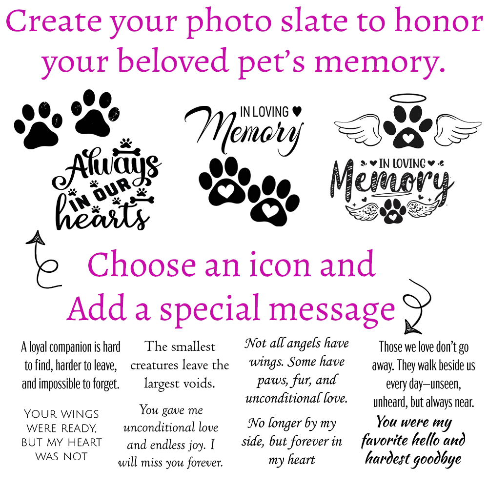 Personalized Pet Memorial Photo Slate - 7.5" x 11.5"