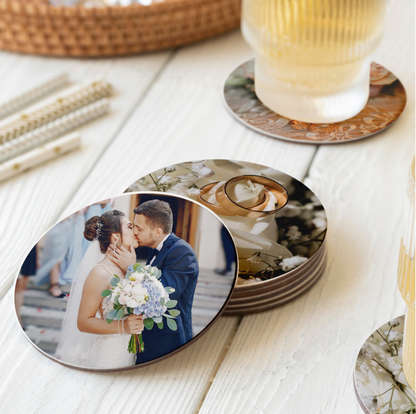 Ceramic Stone Coaster with Cork Back - Round 4.25"