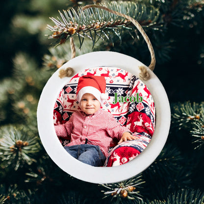 White Wood Circle Ornament