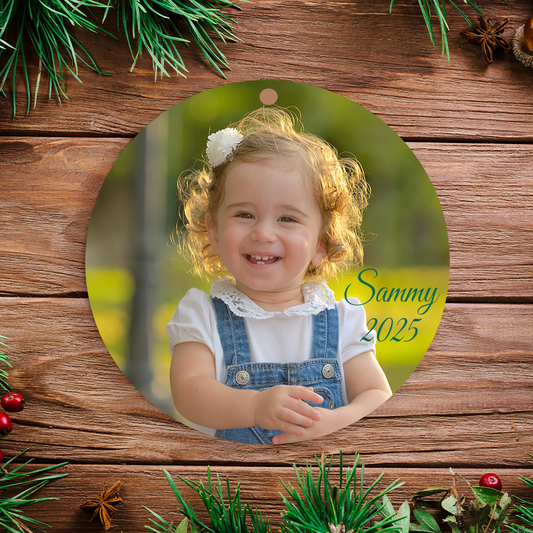 Custom Metal Ornaments with Classic Border - Elegant Personalized Decor