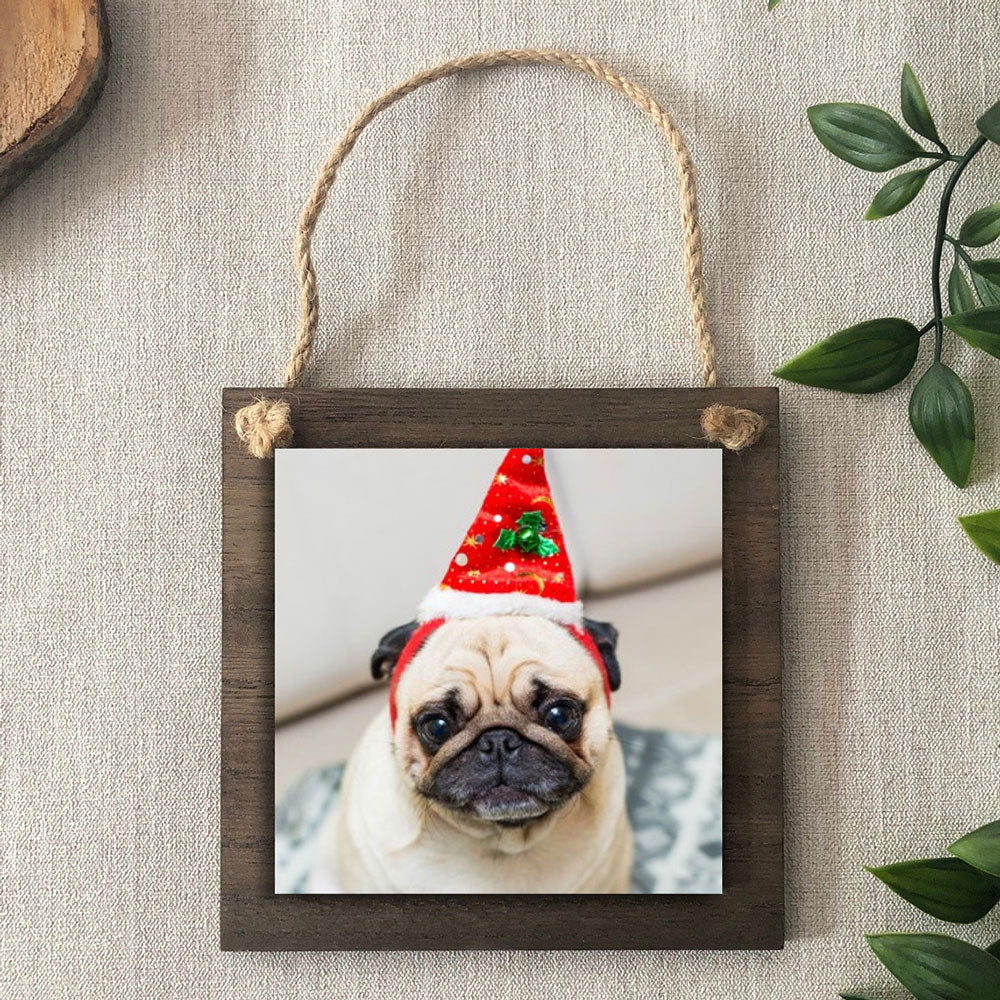 Dark Wood Square Ornament
