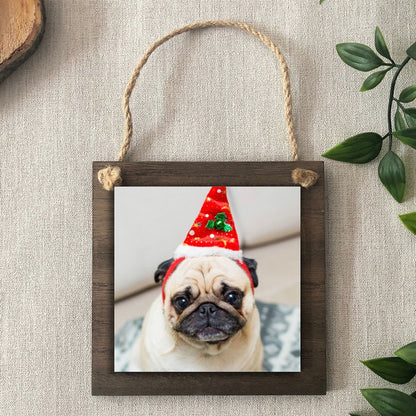 Dark Wood Square Ornament