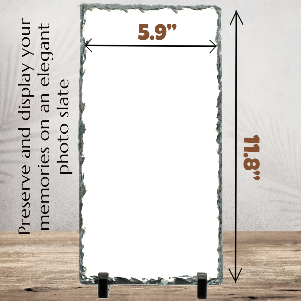 Personalized Photo Slate - Single Portrait Image 4.7" x 8.7" or 5.9" x 11.8"