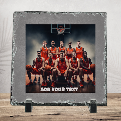 Personalized Photo Slate with Colored Border – Square 6x6", 8x8", 12x12" Custom Stone Picture Gift