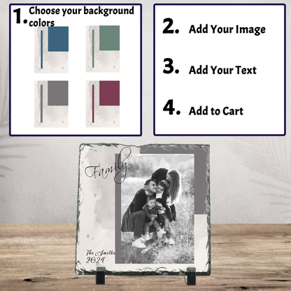 Personalized Memory Photo Slate – Square 6x6", 8x8", 12x12" Love Keepsake with Custom Message