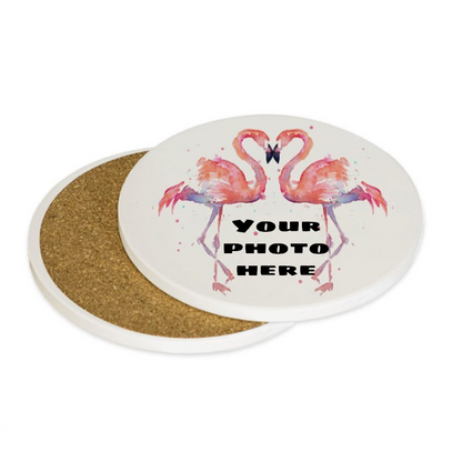 Set of 2 Ceramic Stone Coasters with Cork Back - Round 4.25"