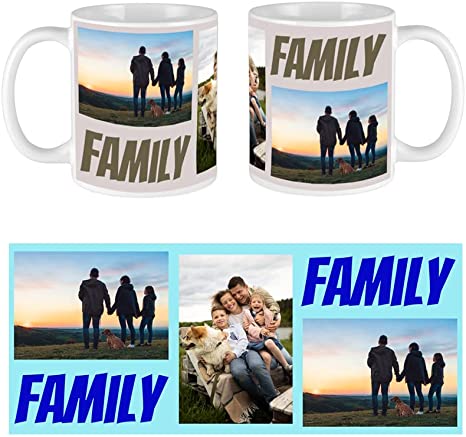 Custom Photo Mug - Personalized Mug with 3 Photos and 2 Text Options