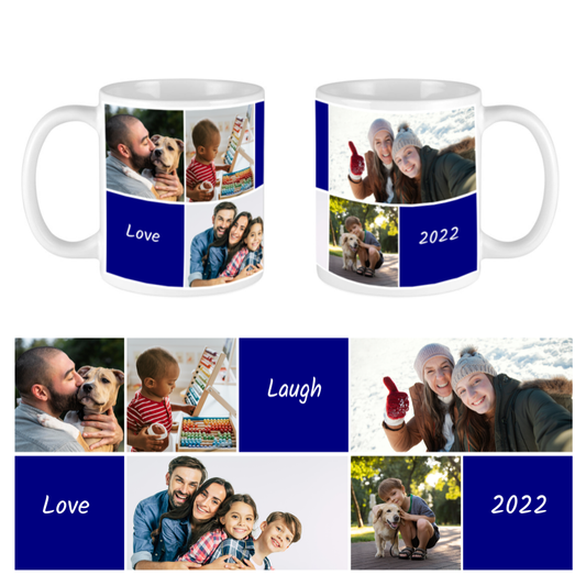 Custom Collage Jumbo Mug (20 ounce) with 7 Photos and Text Options- Personalized Mug