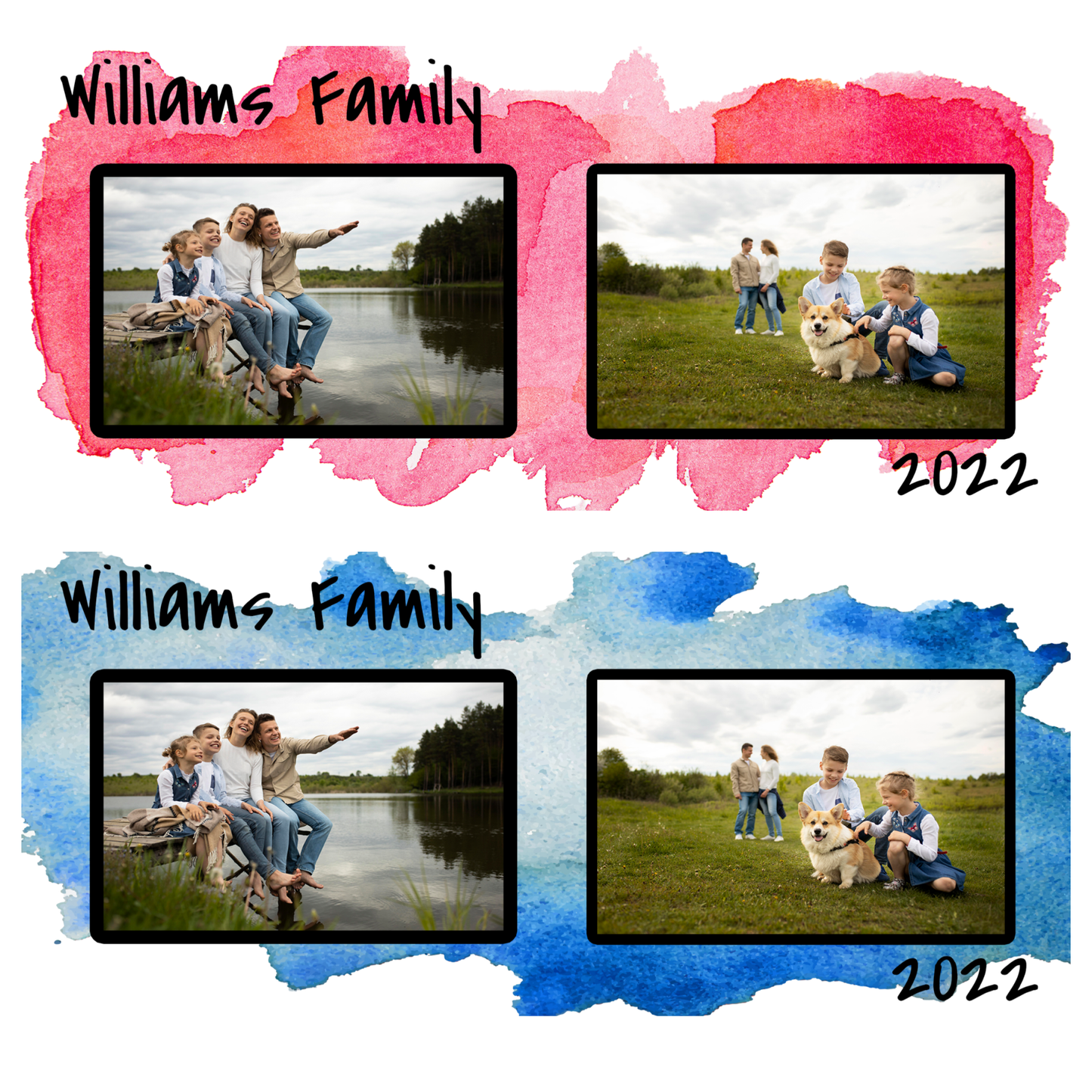 Watercolor Custom Photo Mug - Add a Splash of Art! - 2 Photos and Text